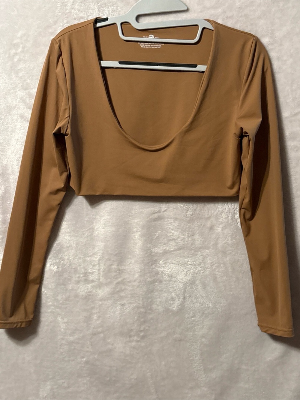 Toast swim Long Sleeve Scoop Crop Bikini Top - Tan